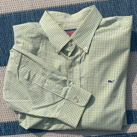Vineyard Vines Other - vineyard vines blue/green over pale yellow check logo Button-down Tall!